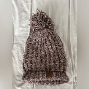 C.C Textured Knit Beanie in Taupe